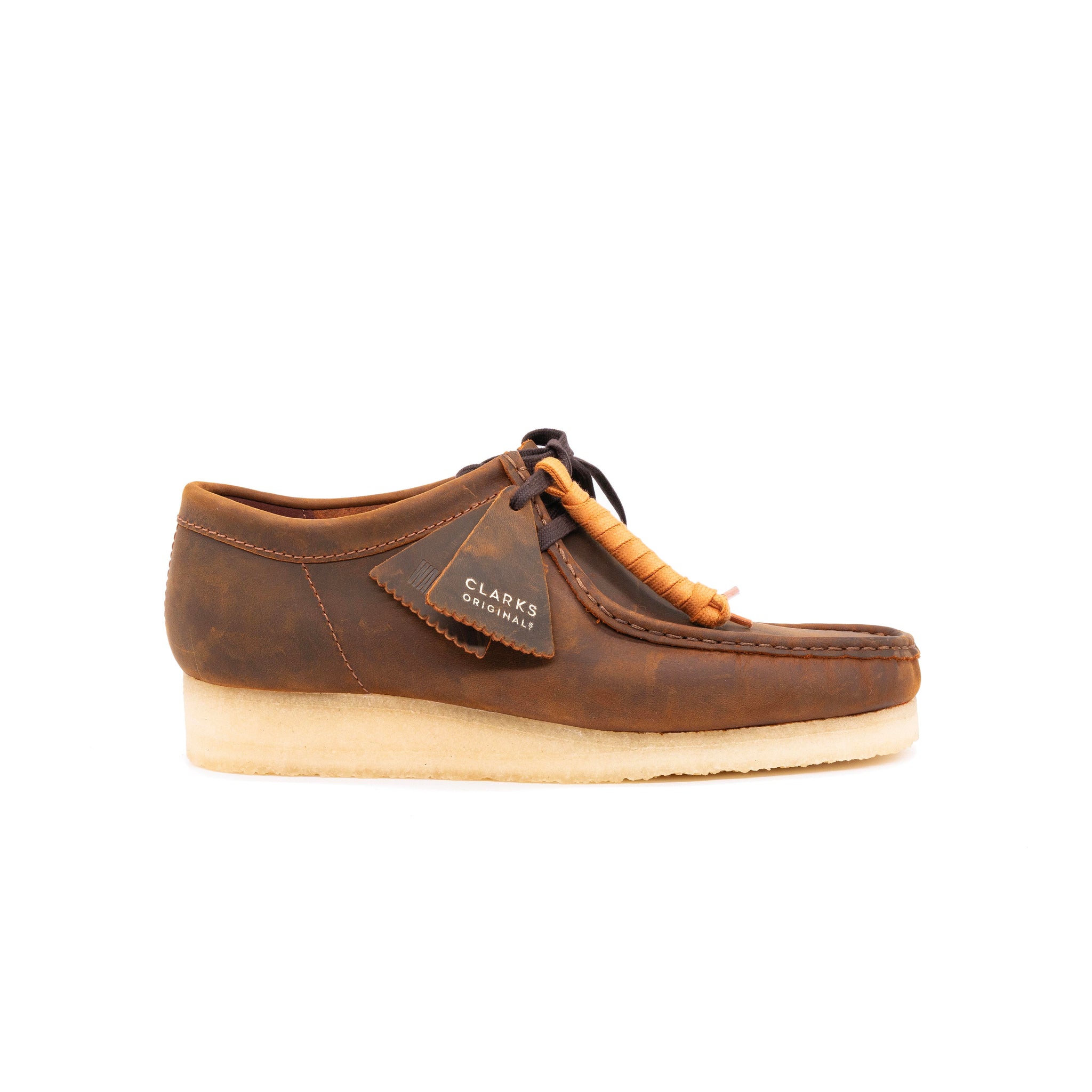 Brown leather wallabee clarks best sale