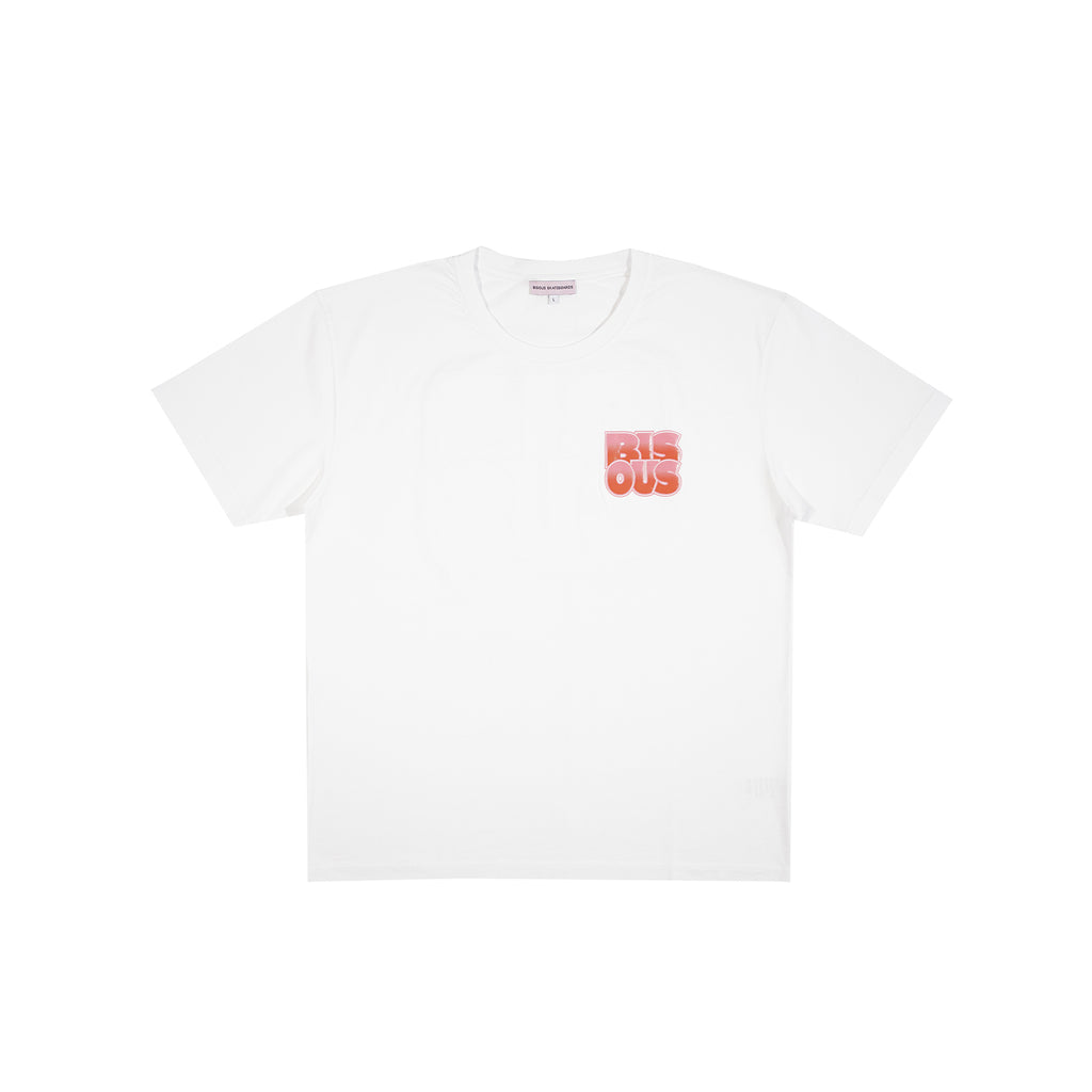 bisous skateboards white bubble tee front