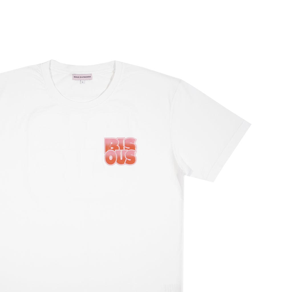 bisous skateboards white bubble tee details