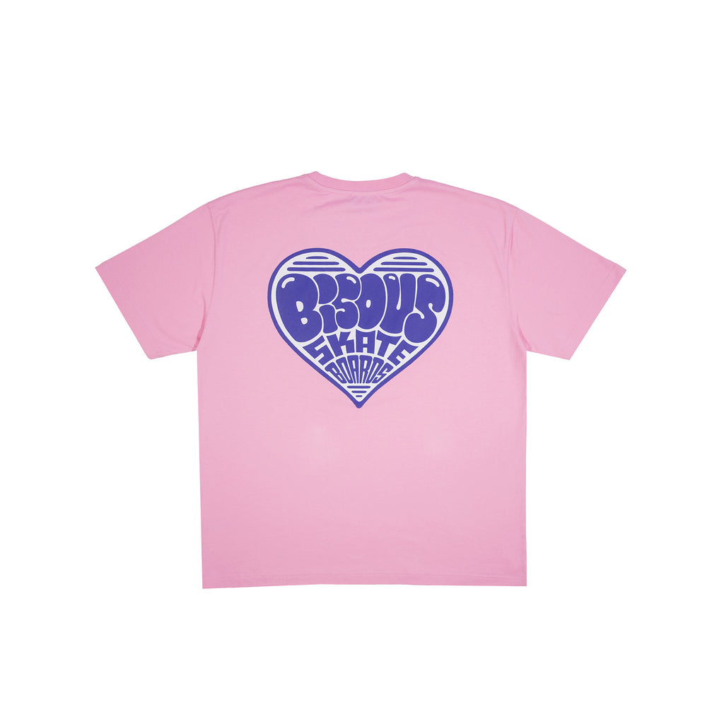 bisous skateboards heart pink tee back