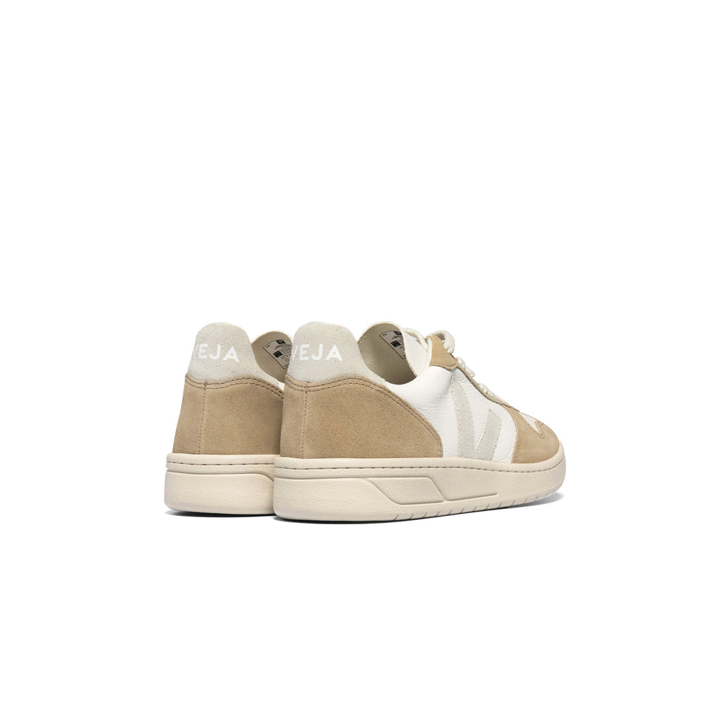 VEJA - V-10 Chromefree Leather sustainable sneakers - Extra White / Sahara