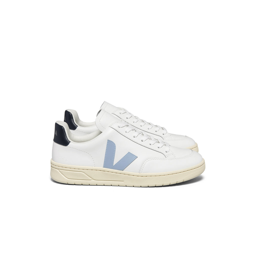 VEJA - V-12 Leather - sustainable sneakers - Extra White / Steel / Nautico