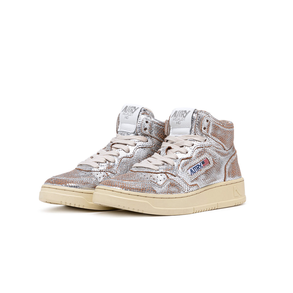 Sneakers AUTRY Medalist Mid code MS02 - Snake Skin silver leather