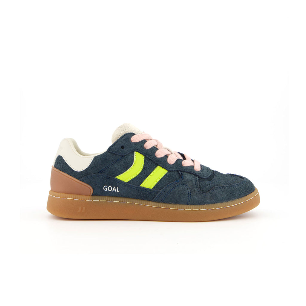 Side view of Coolway Goal men’s navy sneakers with retro 2000s design