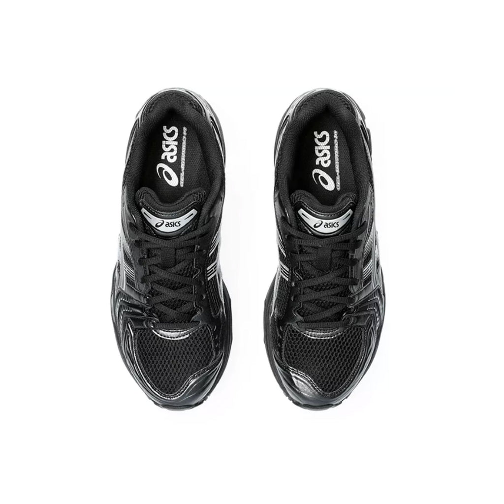 Asics Gel-Kayano 14 top view breathable mesh in black and silver