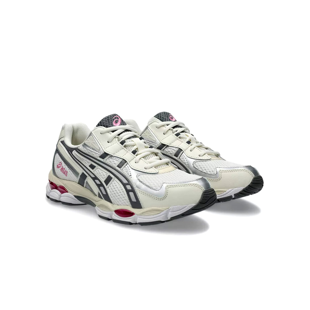 Front three-quarter view of ASICS GEL-NYC 2055 in Cream Carbon colorway