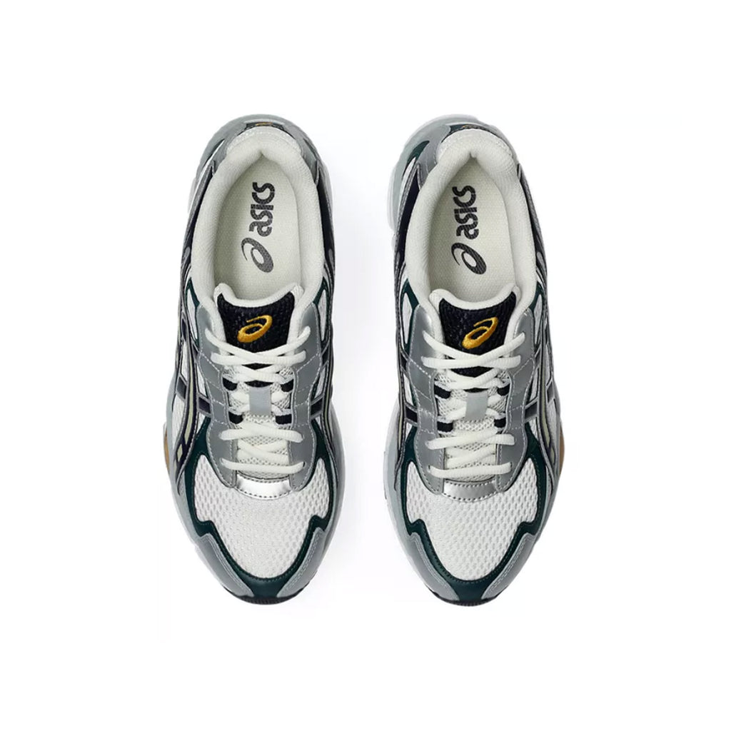 Top view of ASICS GEL-NYC 2055 with navy laces and padded tongue design