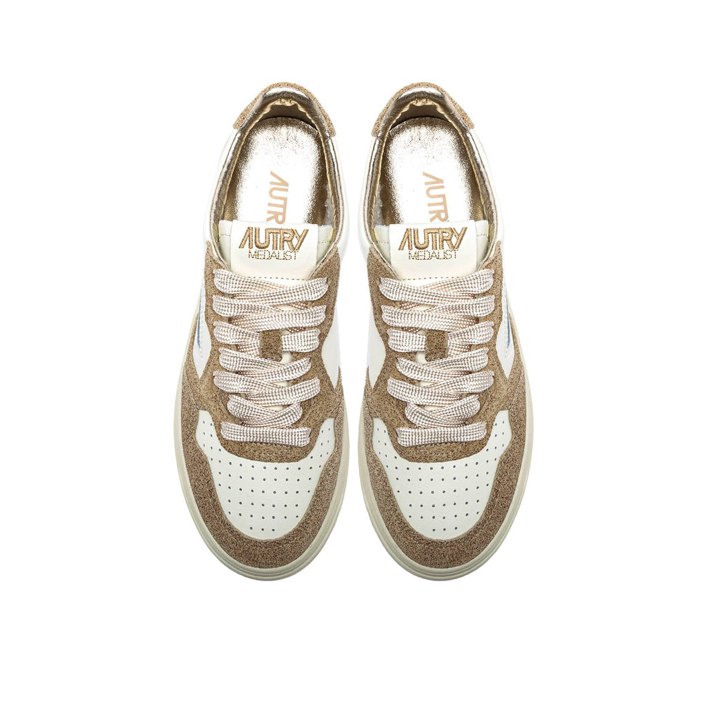 sneakers autry medalist beige avec paillettes pour femmes vue du haut