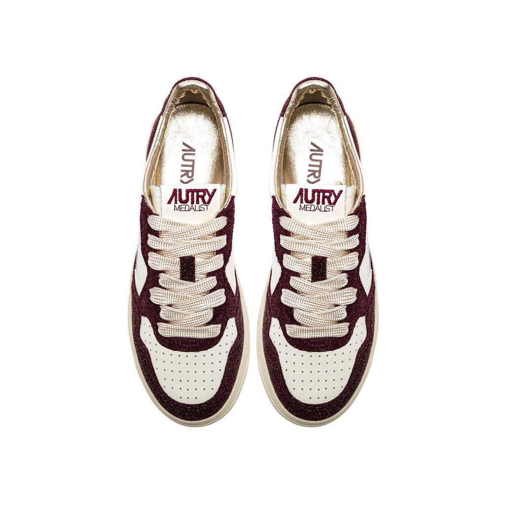 sneakers autry medalist bordeaux  avec paillettes pour femmes vue du haut