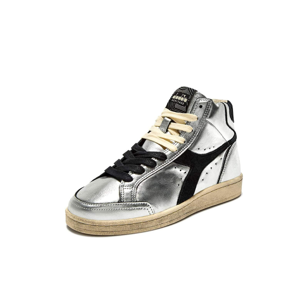 sneakers diadora heritage Prestige Metal high Used silver vue de trois quarts