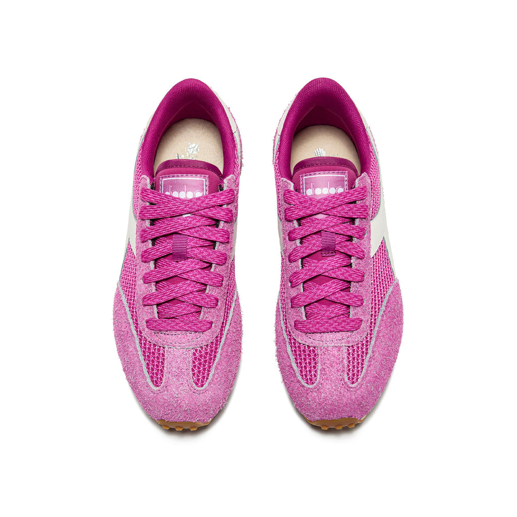 Top-down look at Violet Phlox Diadora Rally sneakers with mesh upper