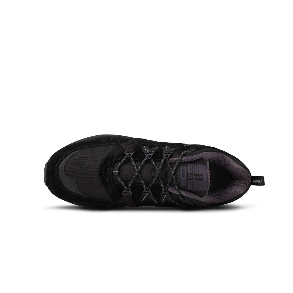 baskets karhu fusion toutes noires vues du dessus