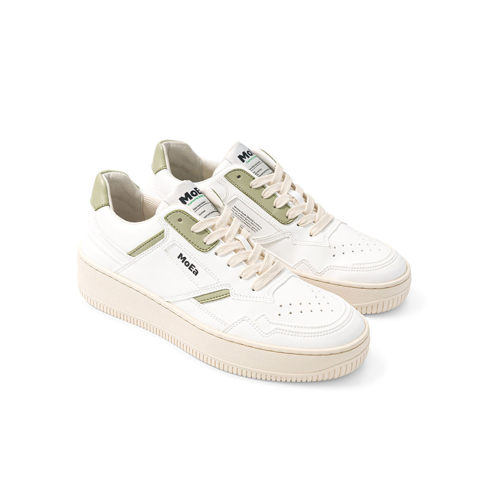 Moea sustainable vegan sneakers for women white and green