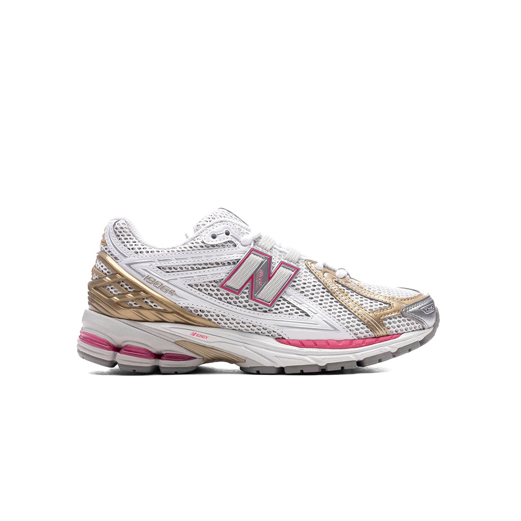 New Balance 1906R RCH side view – metallic silver and dragon berry running sneakers with ABZORB cushioning