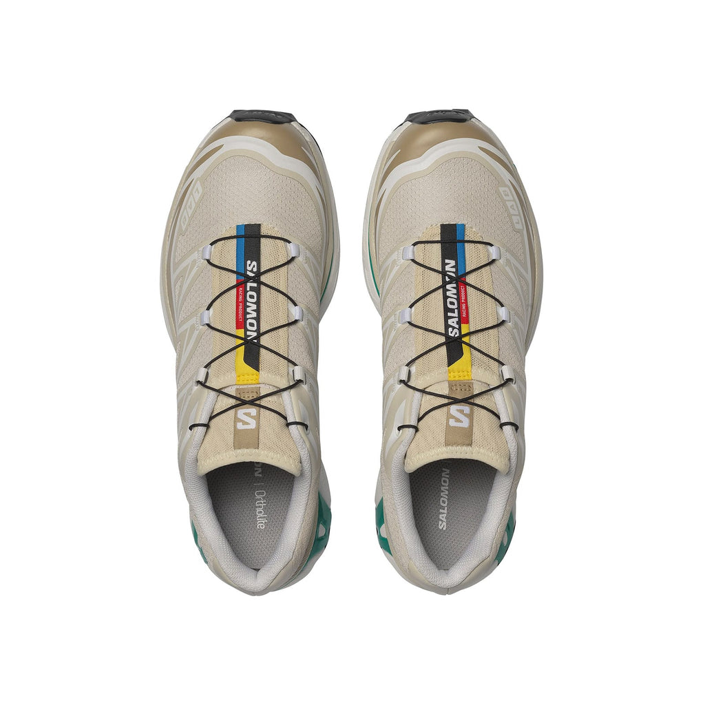 baskets salomon sneakers hommes XT-6 beige et turquoises vue du dessus