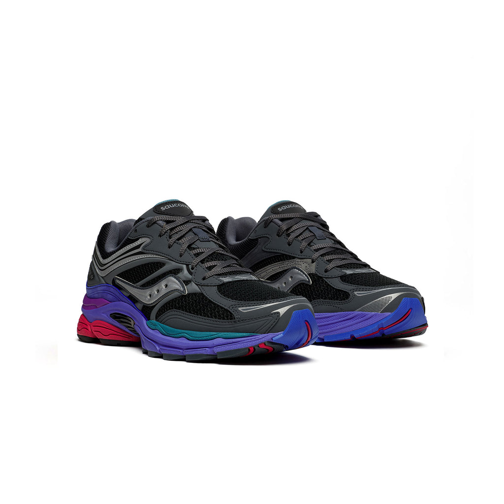 sneakers saucony progrid omni 9 noires et multicolores pour femmes et hommes vues de biais