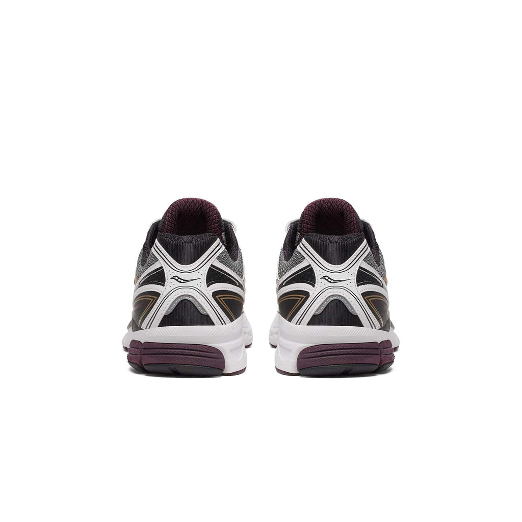 Back view of Saucony ProGrid Guide 7 white bronze women’s shoe with heel support