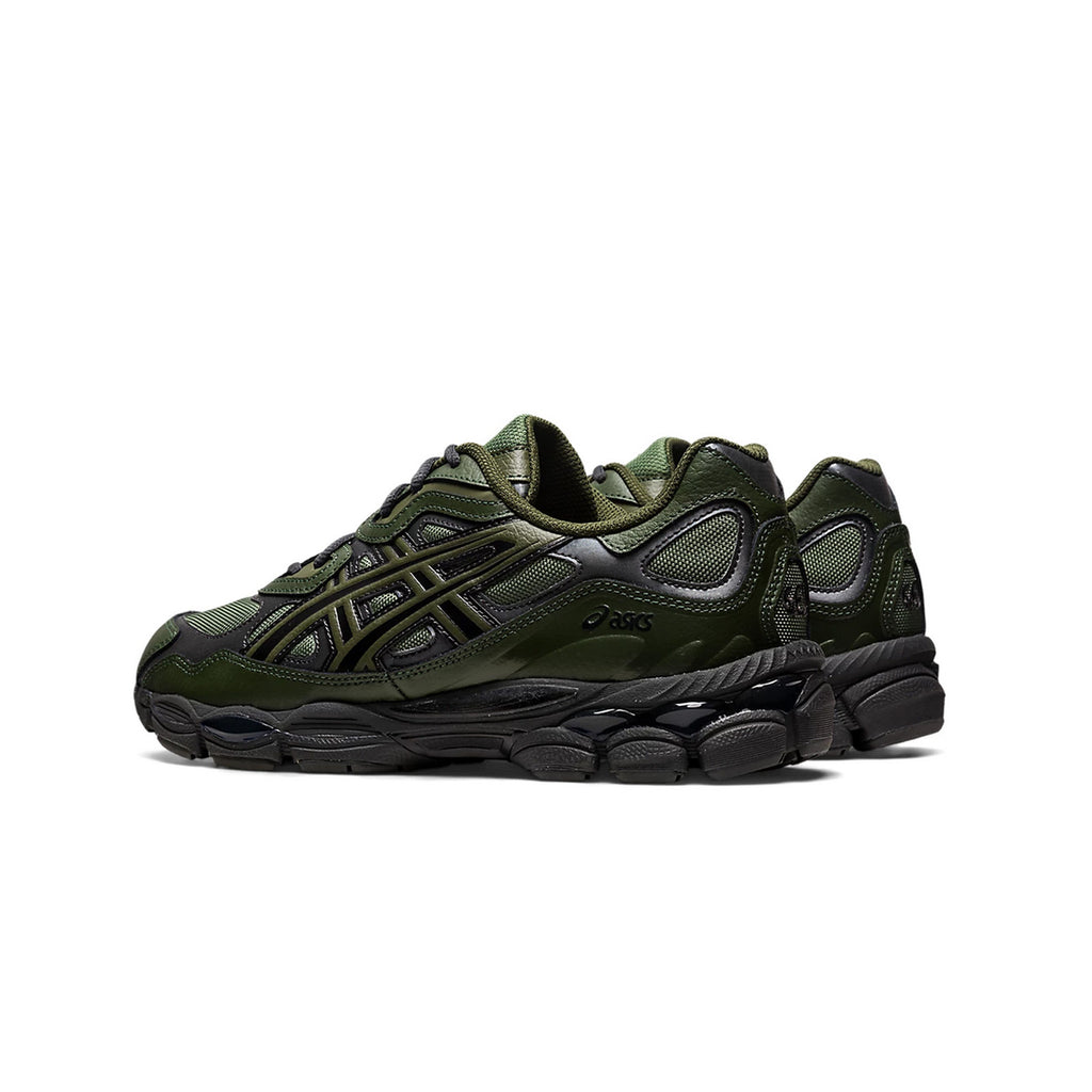 baskettes asics sneakers gel nyc moss forest vertes
