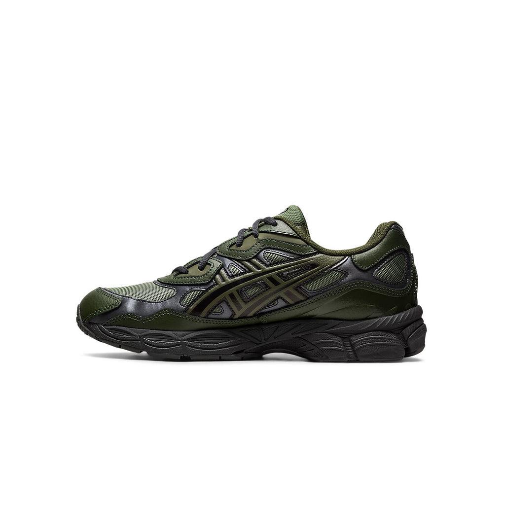 baskettes asics sneakers gel nyc moss forest vertes