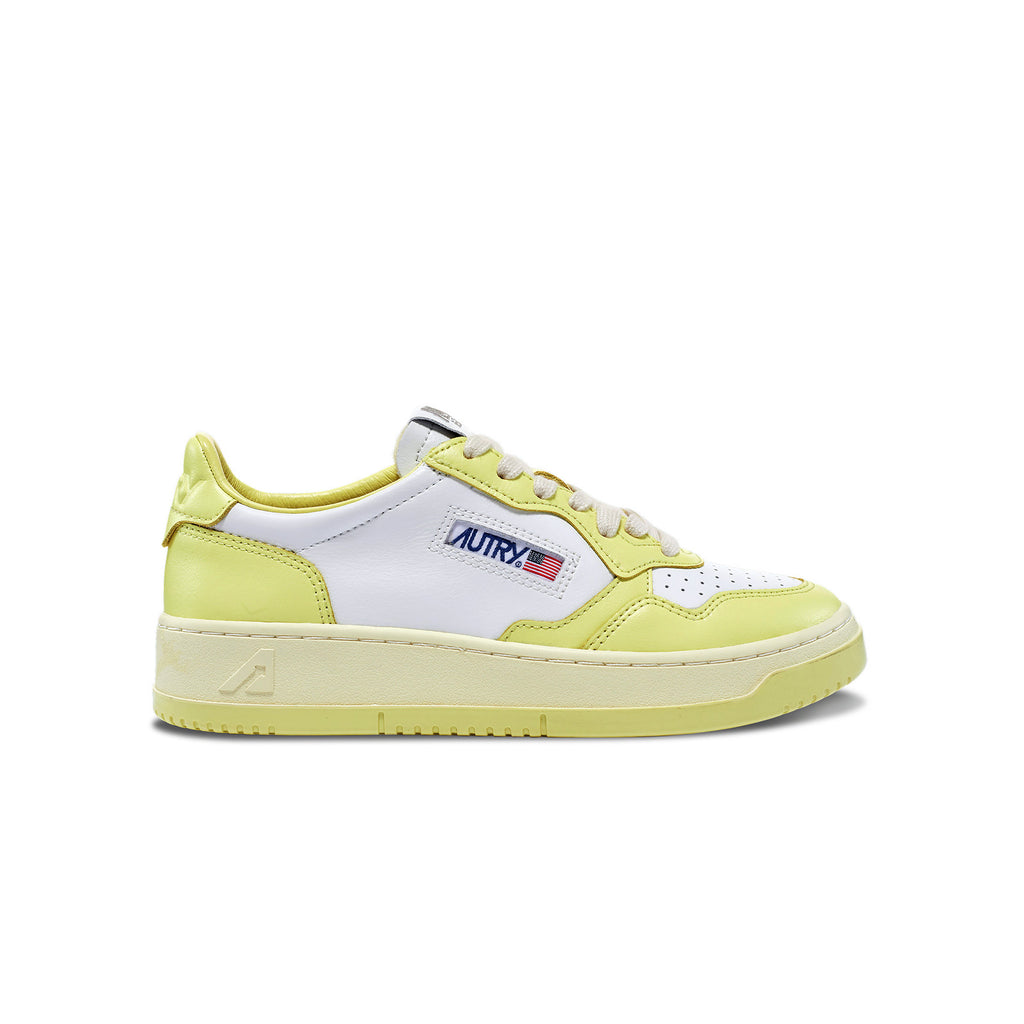 baskettes autry sneakers medalist bicolour upper low wb36 white lime yellow women