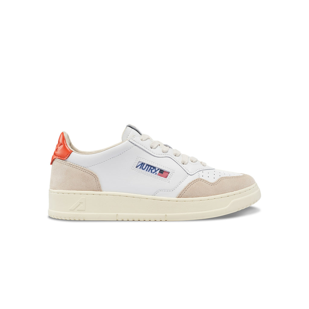 baskettes autry medalist low sneakers ls45 white orange suede