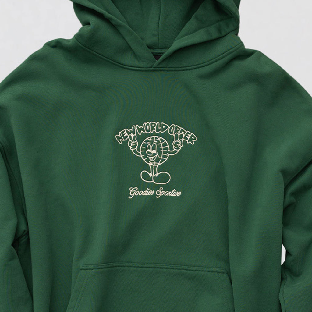 Hoodie Goodies SPortive vert New World détail