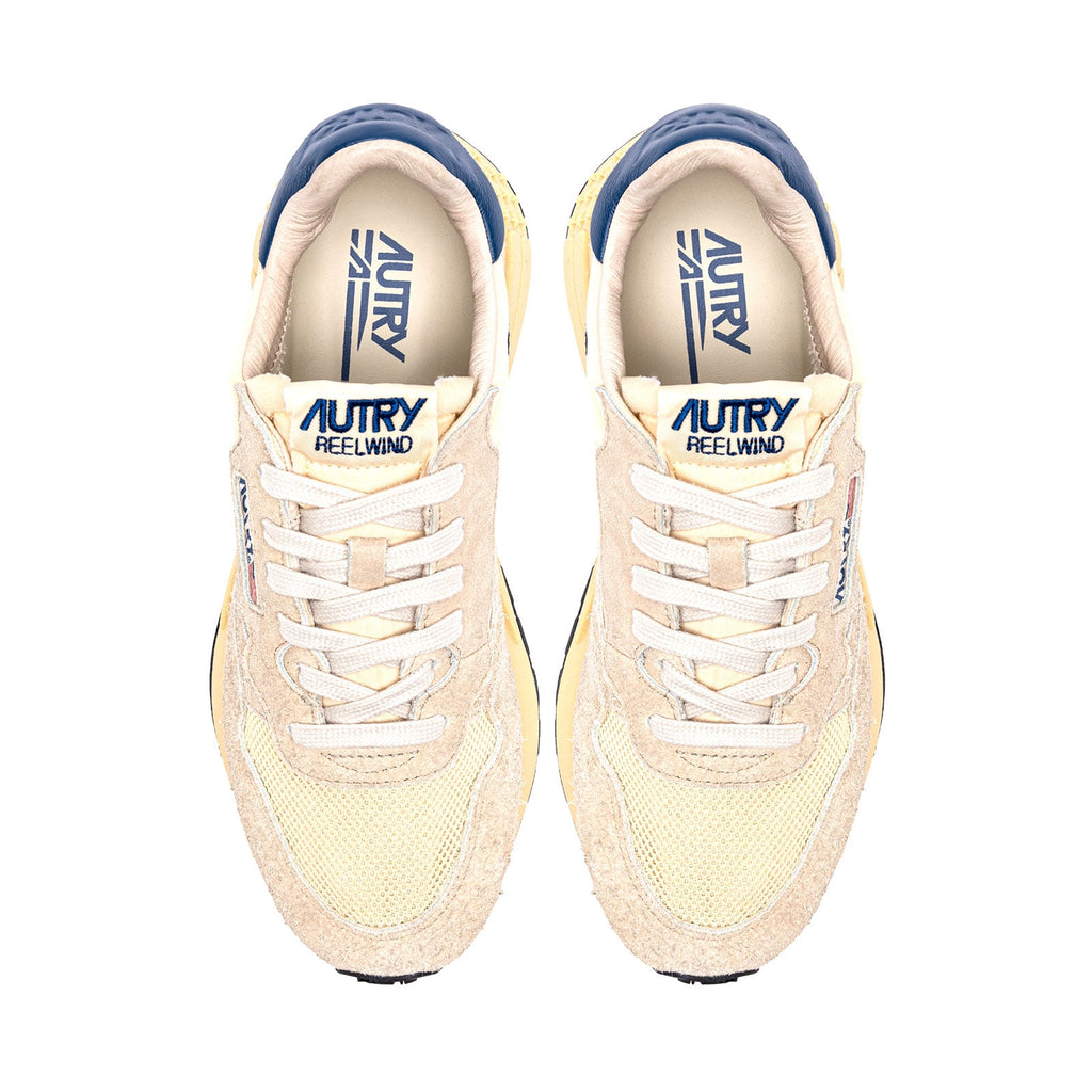 autry reelwind sneakers beiges et bleu pour hommes vue du dessus