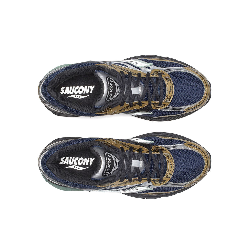 sneakers saucony progrid omni 9 bleu et brunes vues du haut