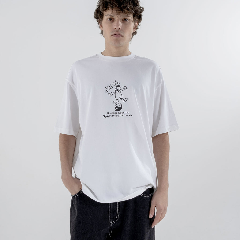 Goodies Sportive balance white tee for men worn