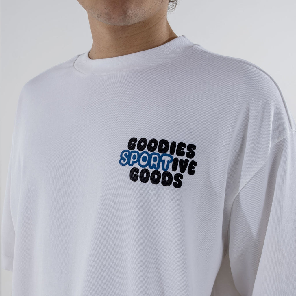 Goodies sportive goods t-shirt blanc de face détail