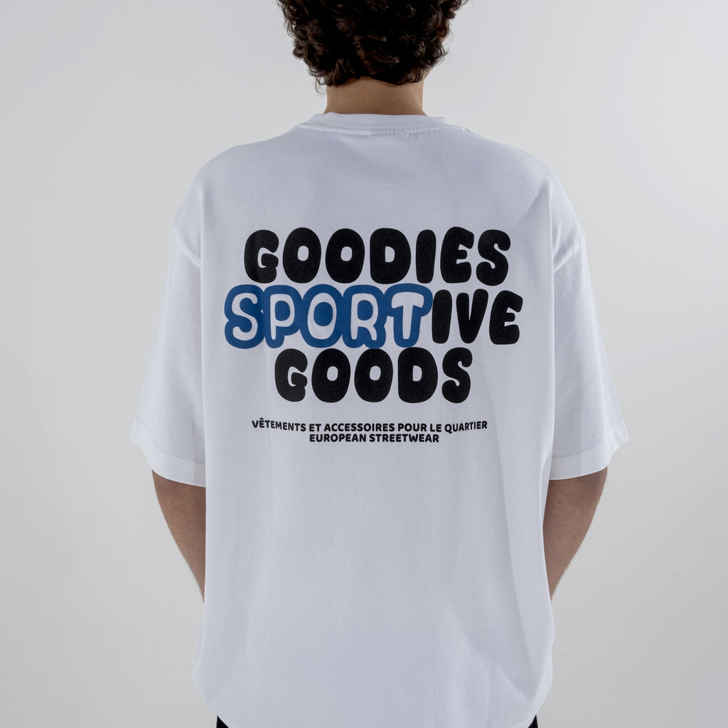 Goodies sportive goods t-shirt blanc de dos porté